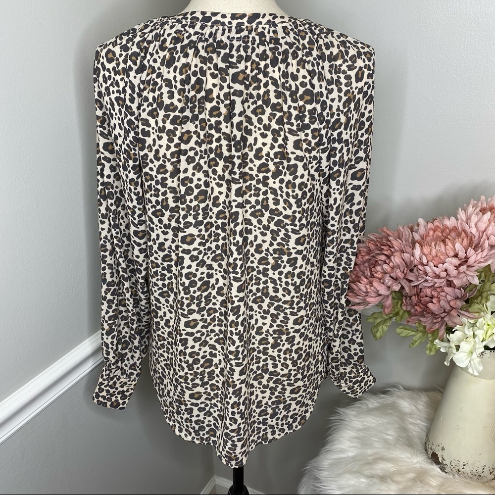 Loft Leopard Print Polyester Button Down Blouse - image 5